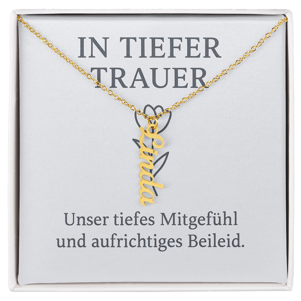 Namenskette vertikal inkl. Karte "Trauer" - Variante 1