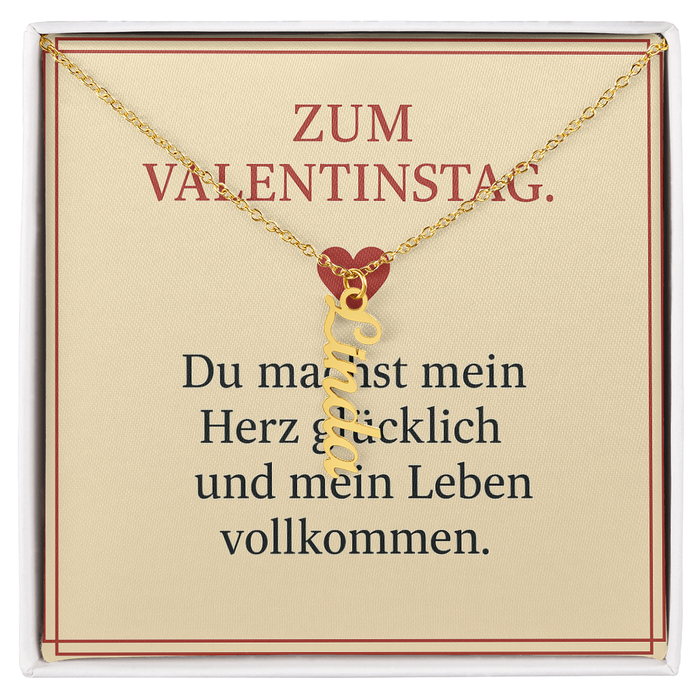 Namenskette vertikal inkl. Karte "Valentinstag" - Variante 1
