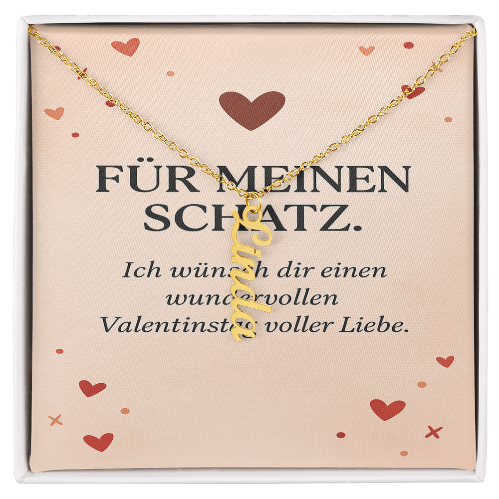 Namenskette vertikal inkl. Karte "Valentinstag" - Variante 2