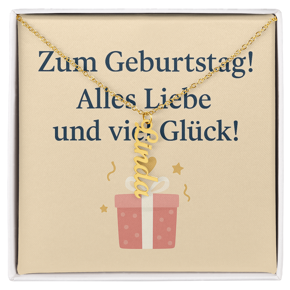 Namenskette vertikal inkl. Karte "Geburtstag" - Variante 5