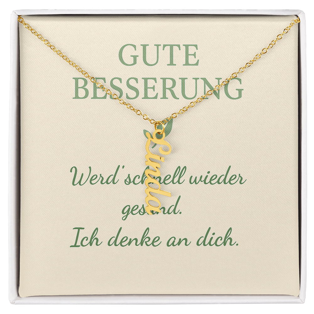 Namenskette vertikal inkl. Karte "Gute Besserung" - Variante 1