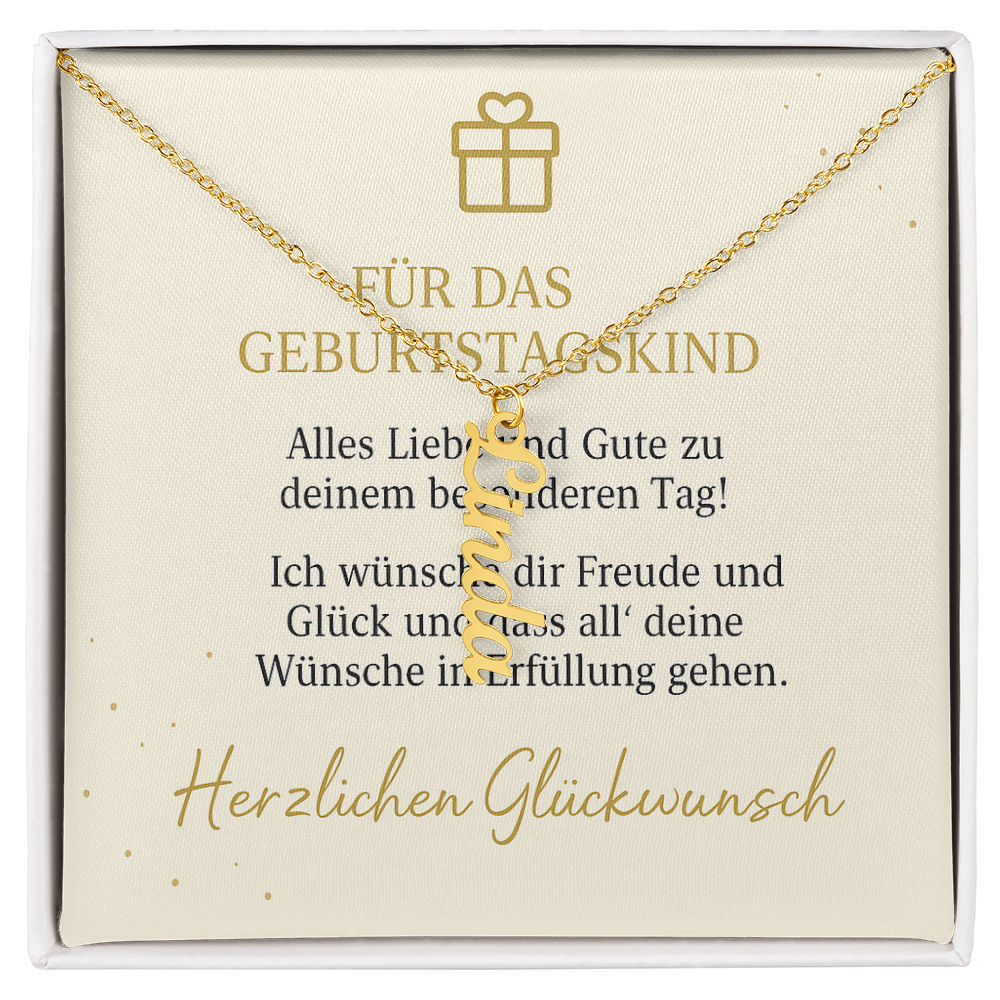 Namenskette vertikal inkl. Karte "Geburtstag" - Variante 1
