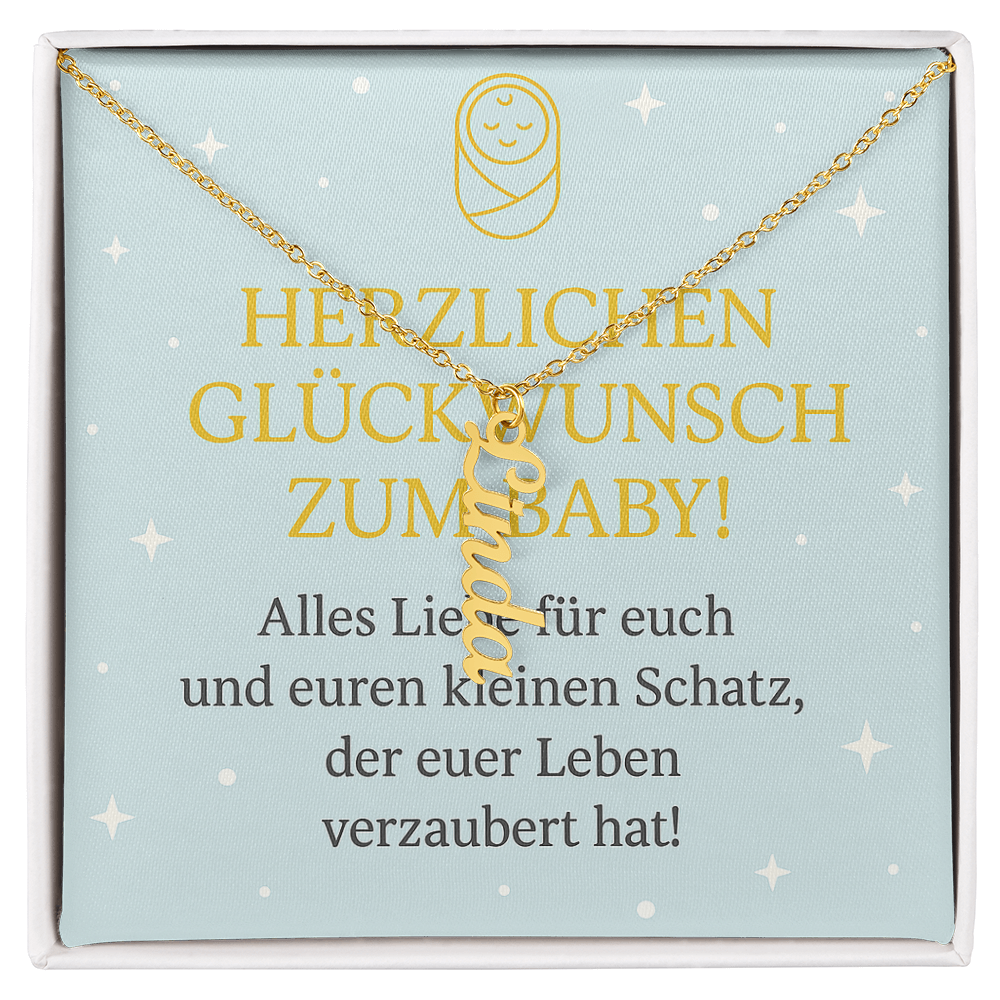 Namenskette vertikal inkl. Karte "Baby" - Variante 1