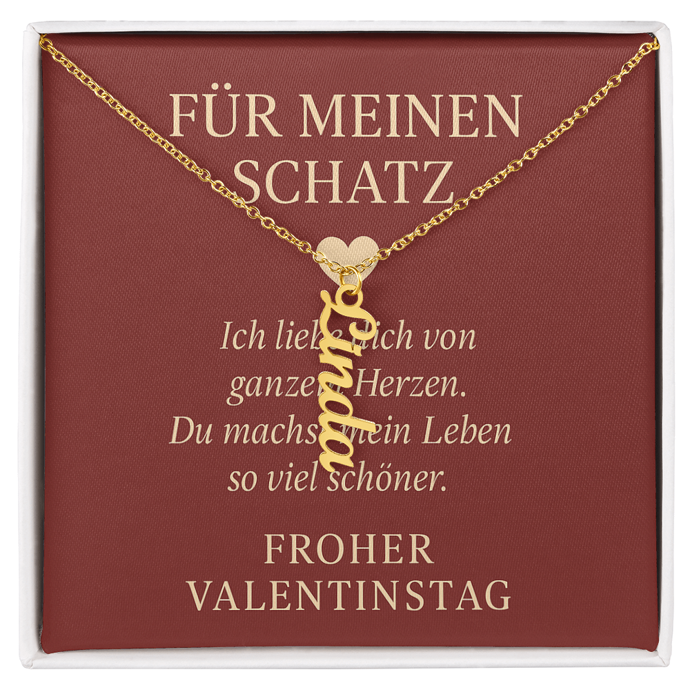 Namenskette vertikal inkl. Karte "Valentinstag" - Variante 3