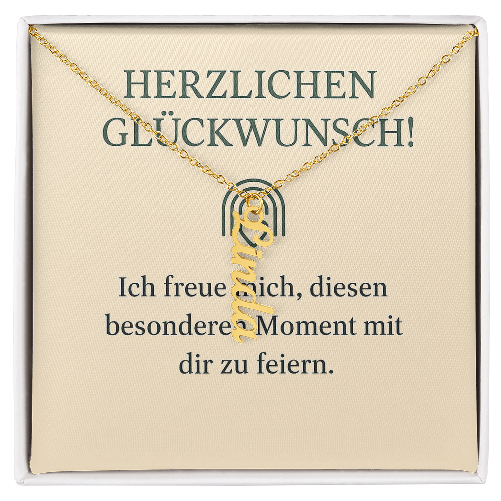 Namenskette vertikal inkl. Karte "Glückwunsche" - Variante 2