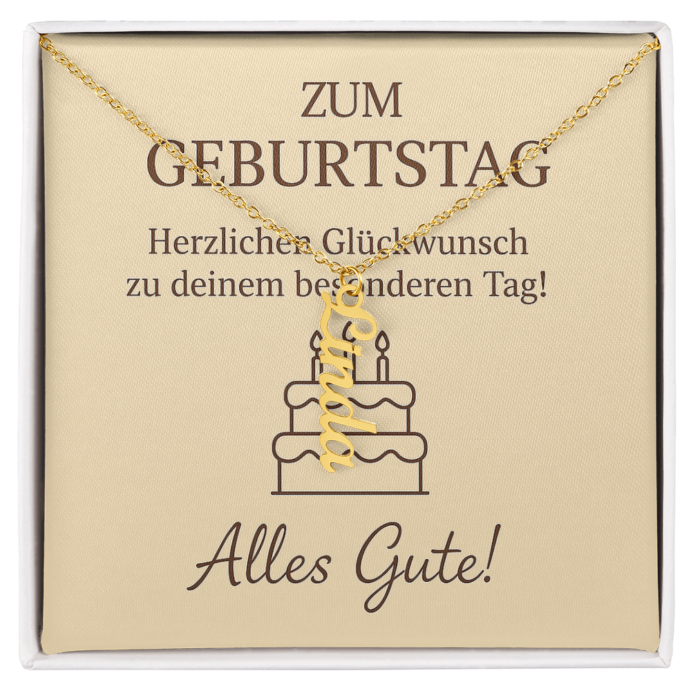 Namenskette vertikal inkl. Karte "Geburtstag" - Variante 4