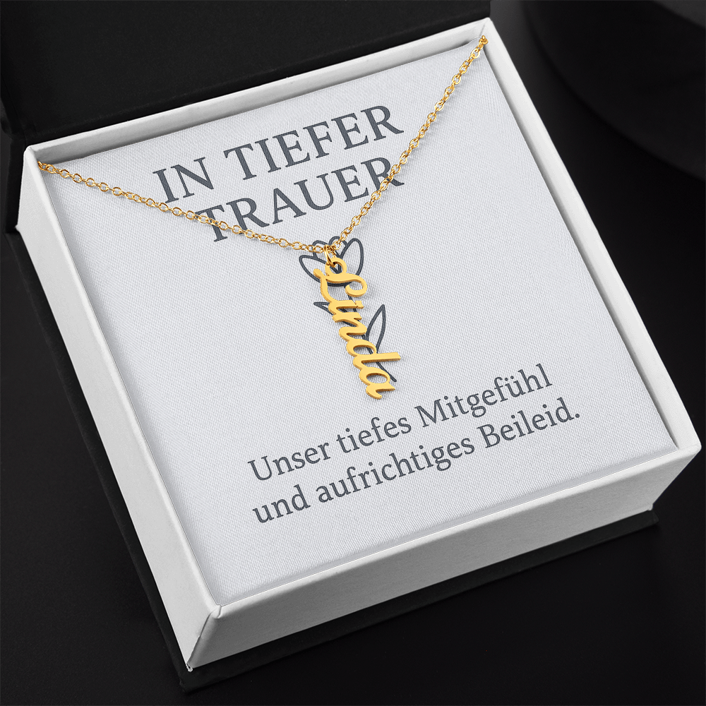Namenskette vertikal inkl. Karte "Trauer" - Variante 1