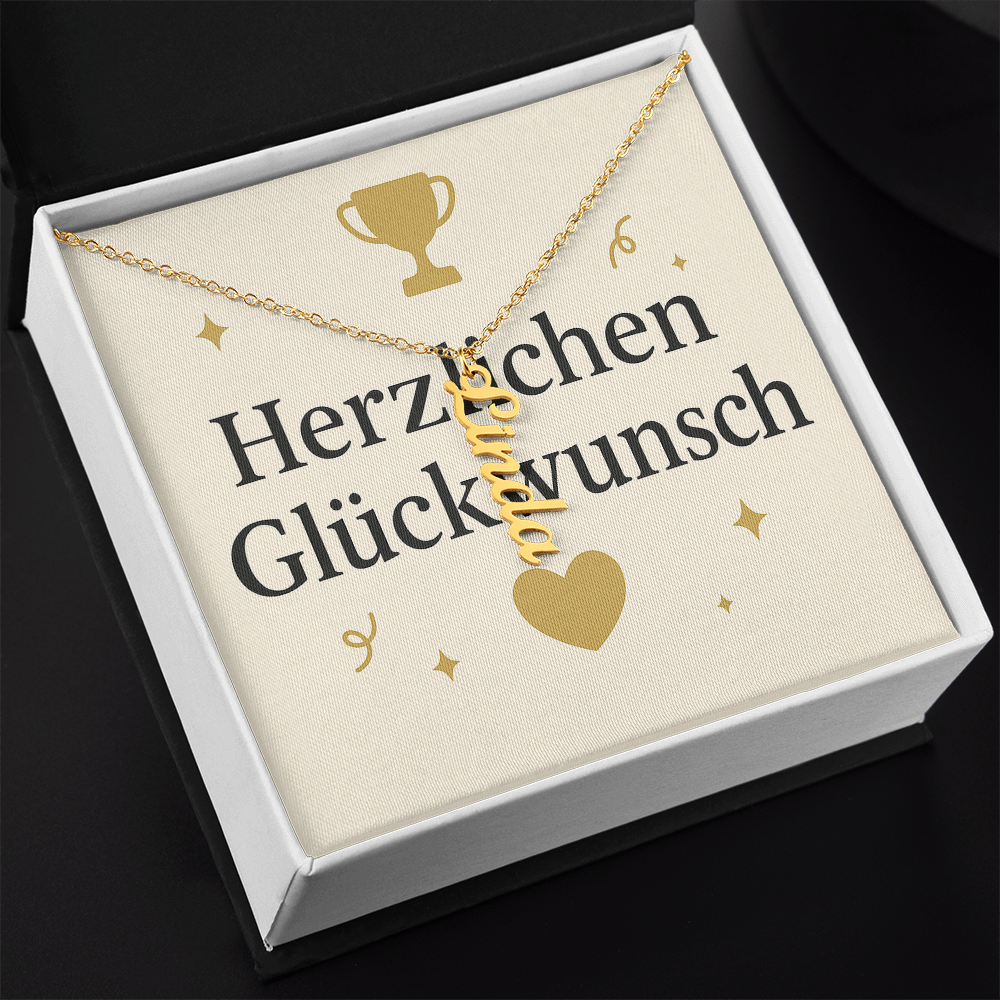 Namenskette vertikal inkl. Karte "Glückwunsche" - Variante 1