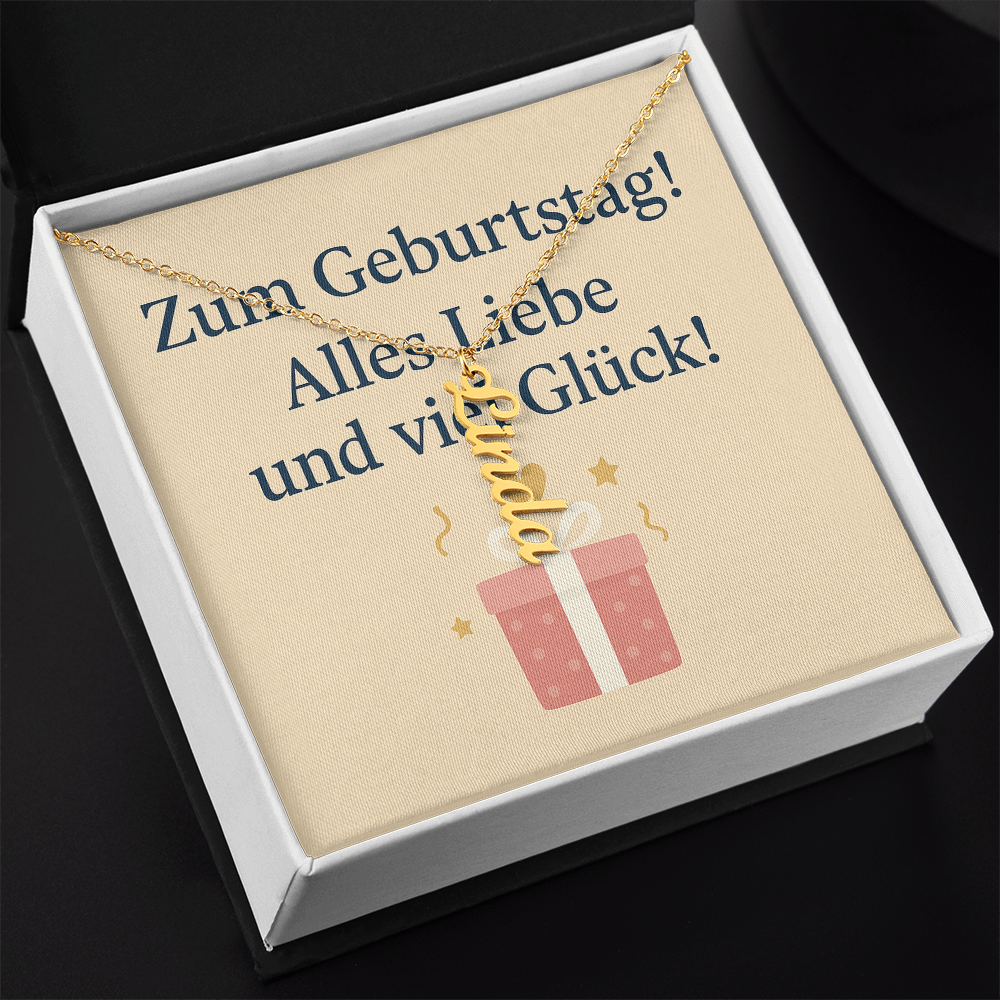 Namenskette vertikal inkl. Karte "Geburtstag" - Variante 5