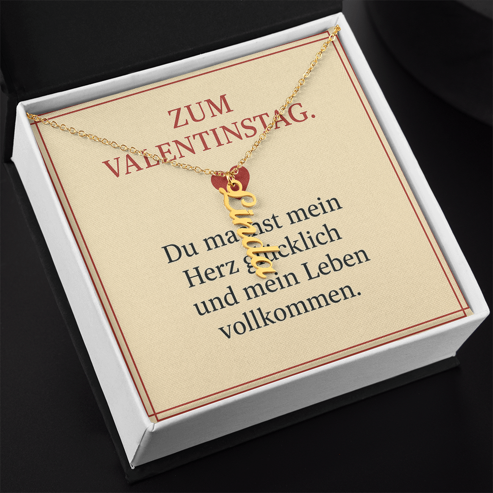 Namenskette vertikal inkl. Karte "Valentinstag" - Variante 1