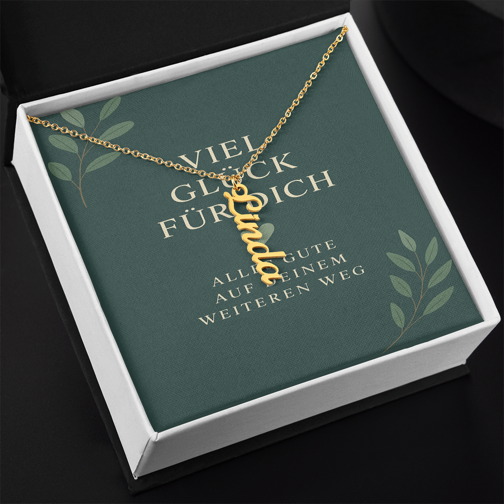 Namenskette vertikal inkl. Karte "Viel Glück" - Variante 1