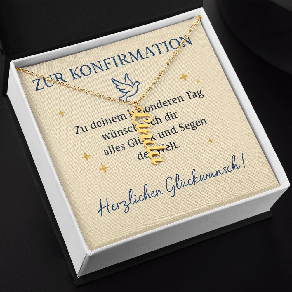 Namenskette vertikal inkl. Karte "Konfirmation" - Variante 1