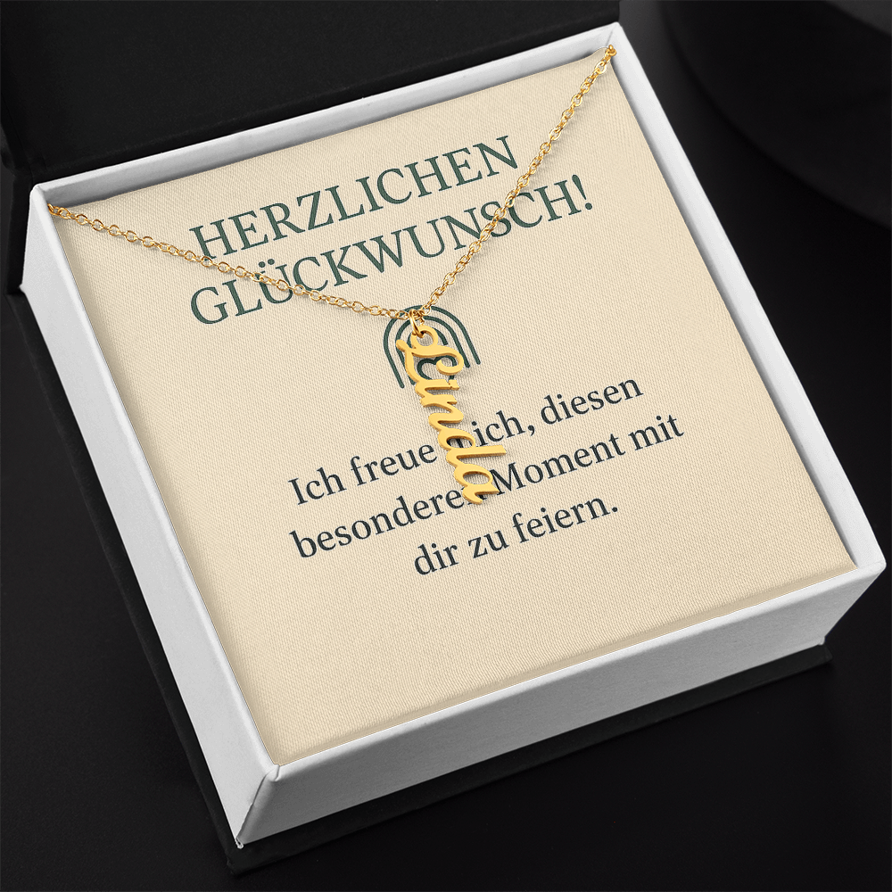 Namenskette vertikal inkl. Karte "Glückwunsche" - Variante 2