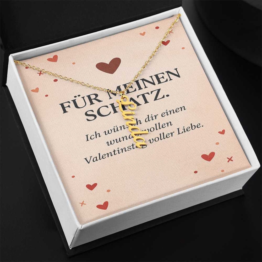 Namenskette vertikal inkl. Karte "Valentinstag" - Variante 2