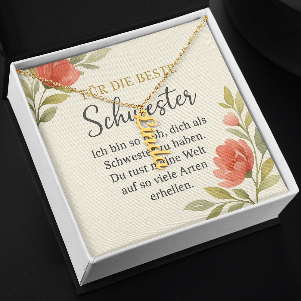 Namenskette vertikal inkl. Karte "Schwester" - Variante 1