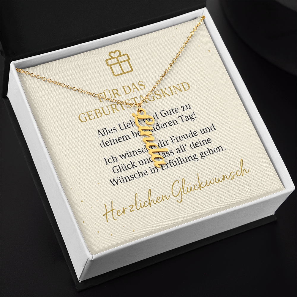 Namenskette vertikal inkl. Karte "Geburtstag" - Variante 1