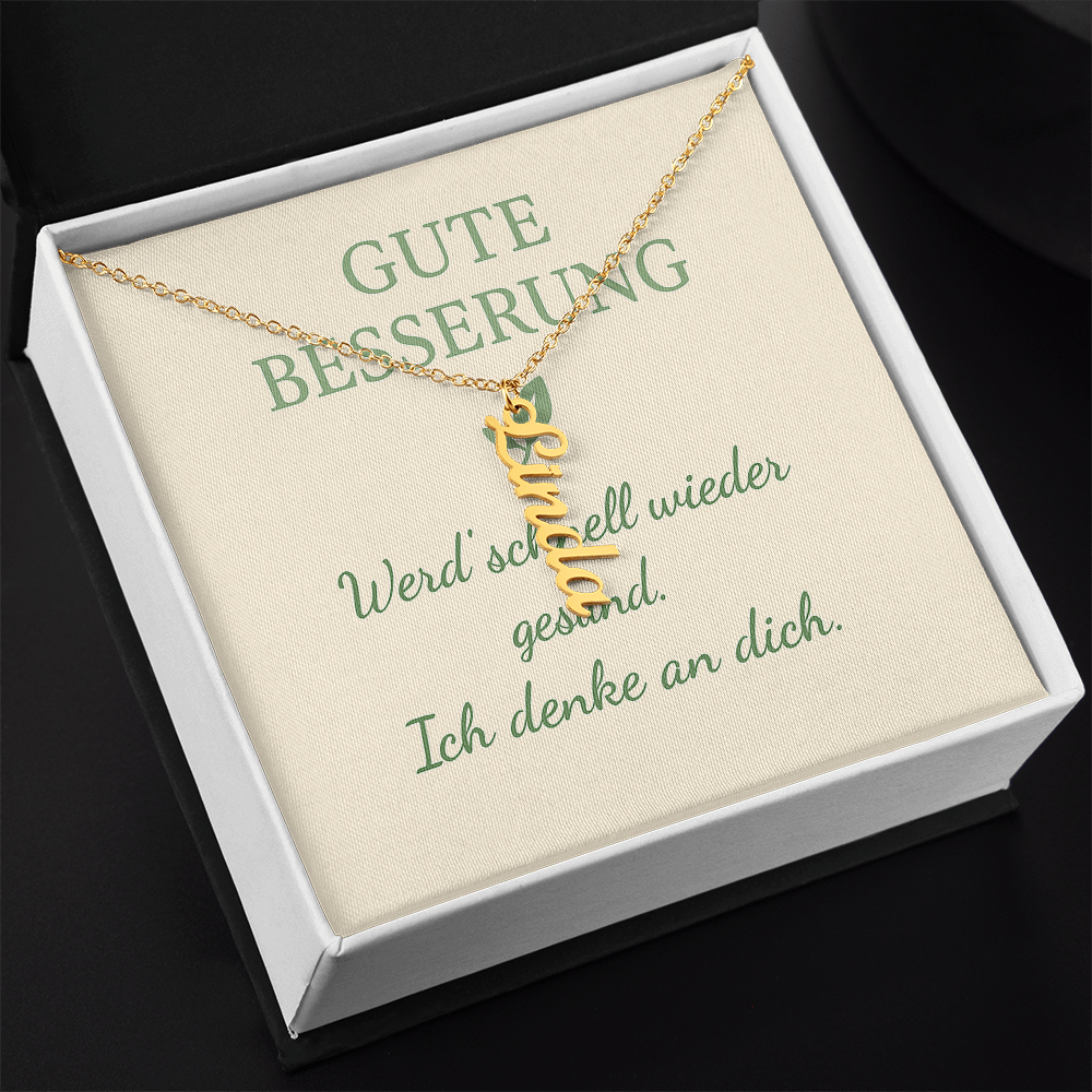 Namenskette vertikal inkl. Karte "Gute Besserung" - Variante 1