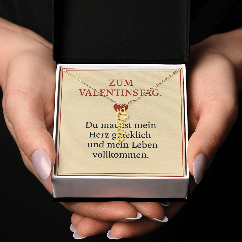 Namenskette vertikal inkl. Karte "Valentinstag" - Variante 1