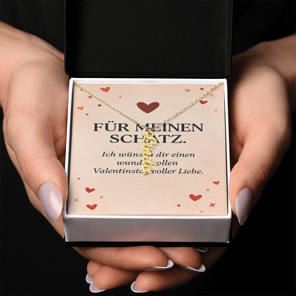 Namenskette vertikal inkl. Karte "Valentinstag" - Variante 2