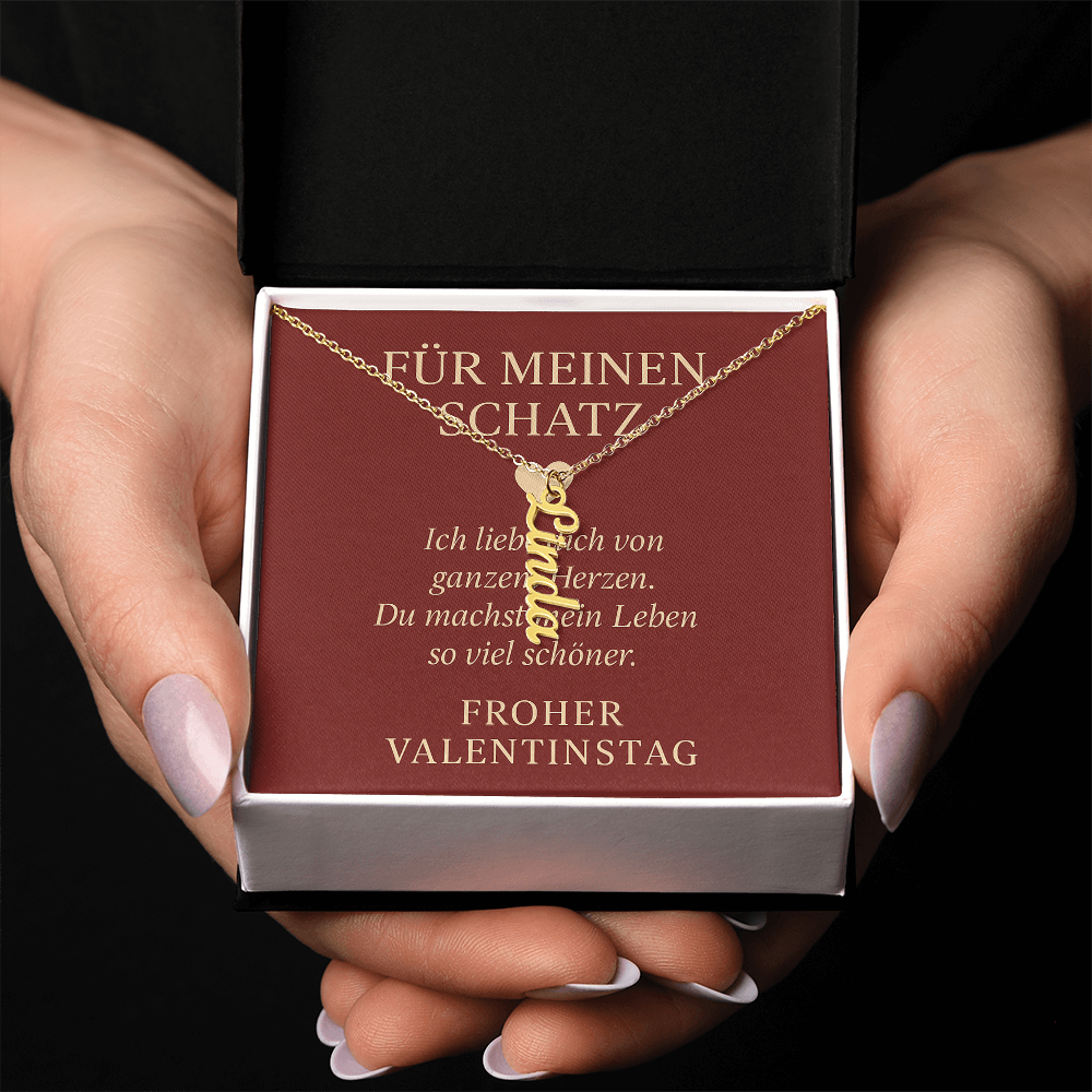 Namenskette vertikal inkl. Karte "Valentinstag" - Variante 3