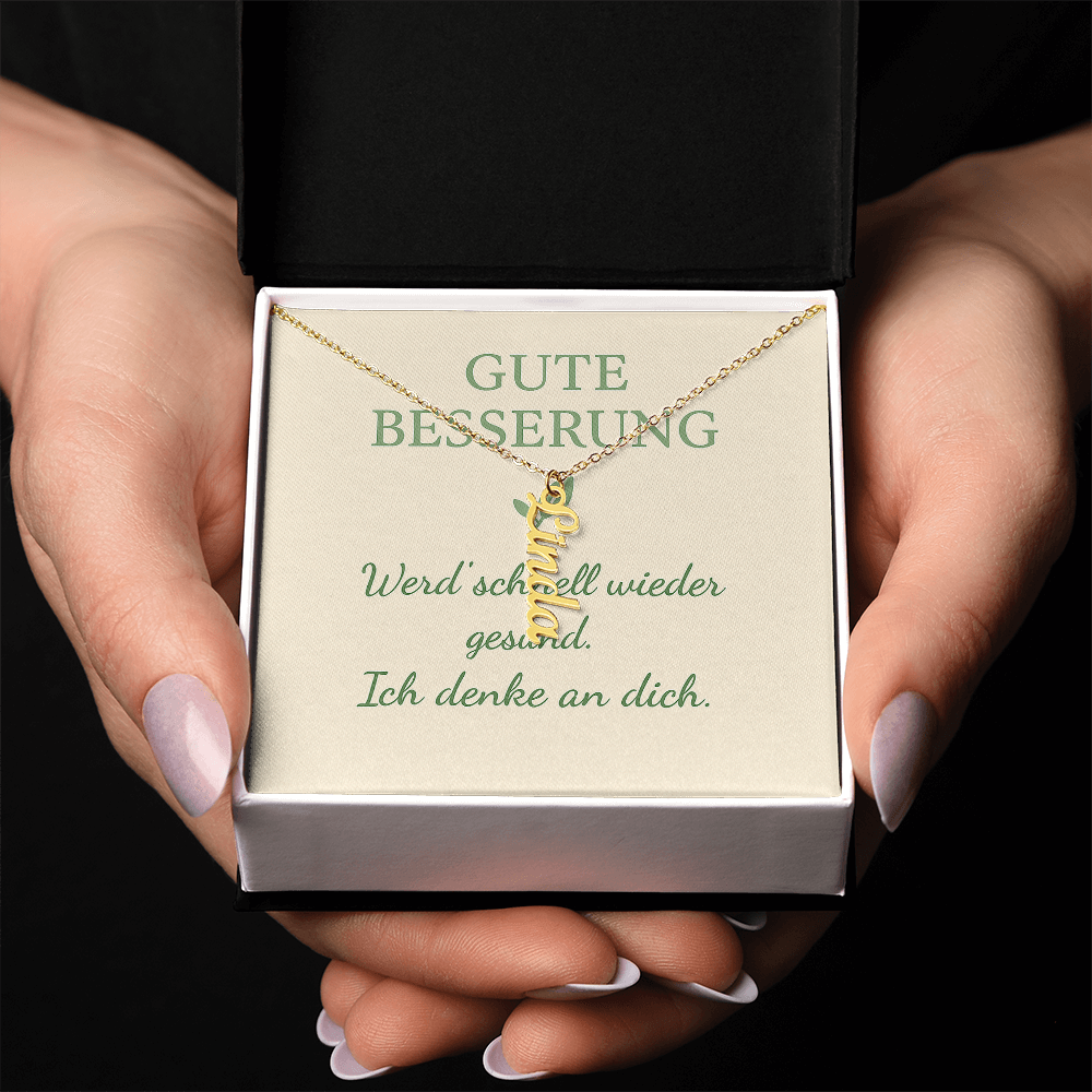 Namenskette vertikal inkl. Karte "Gute Besserung" - Variante 1