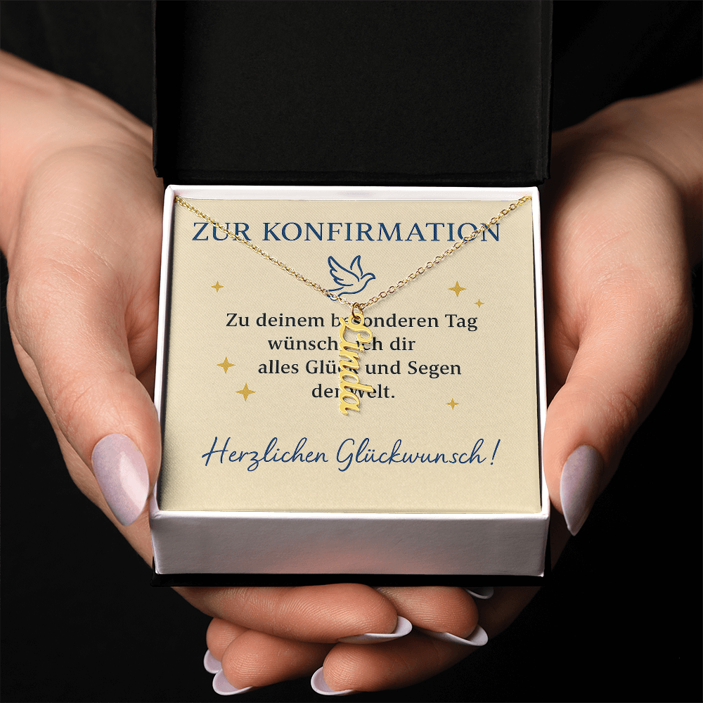 Namenskette vertikal inkl. Karte "Konfirmation" - Variante 1