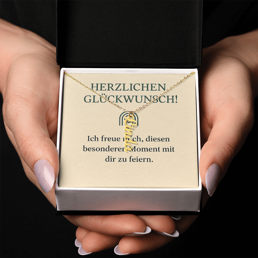 Namenskette vertikal inkl. Karte "Glückwunsche" - Variante 2