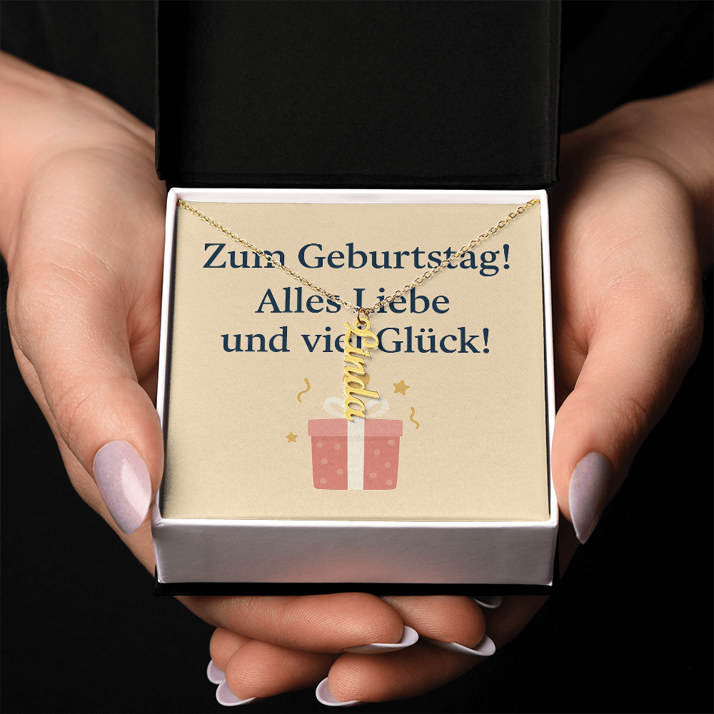 Namenskette vertikal inkl. Karte "Geburtstag" - Variante 5