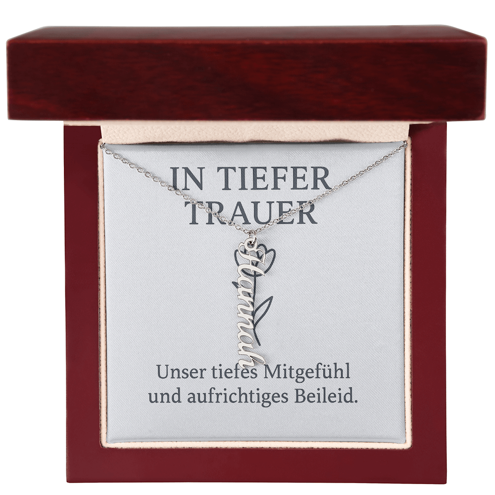 Namenskette vertikal inkl. Karte "Trauer" - Variante 1