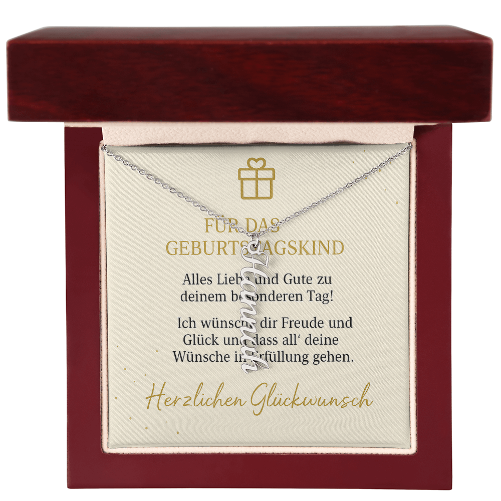 Namenskette vertikal inkl. Karte "Geburtstag" - Variante 1