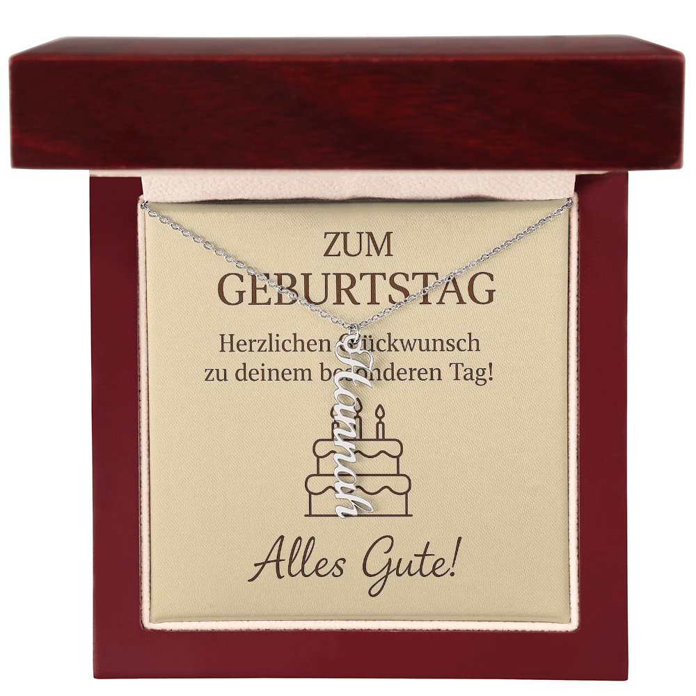 Namenskette vertikal inkl. Karte "Geburtstag" - Variante 4