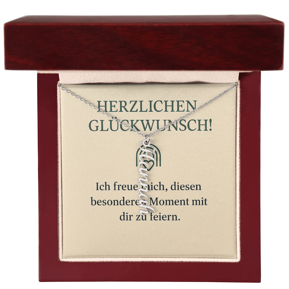 Namenskette vertikal inkl. Karte "Glückwunsche" - Variante 2