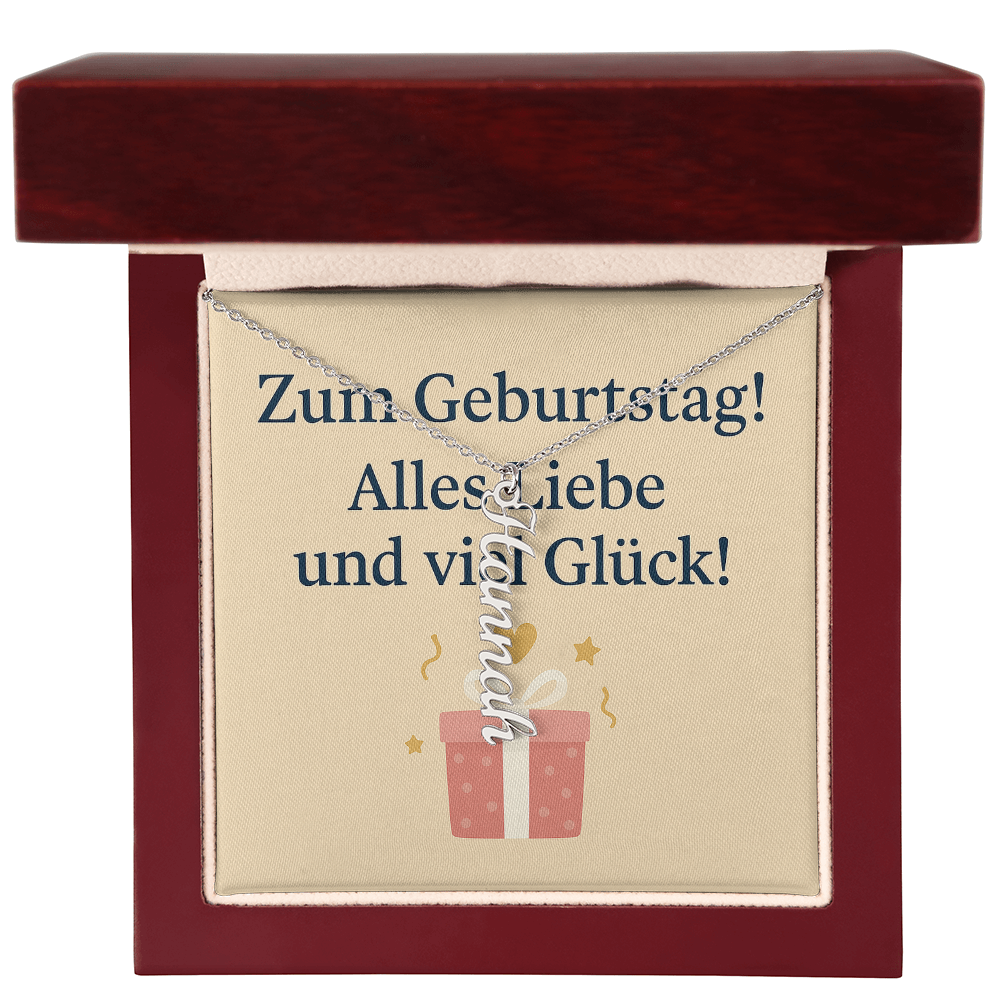 Namenskette vertikal inkl. Karte "Geburtstag" - Variante 5