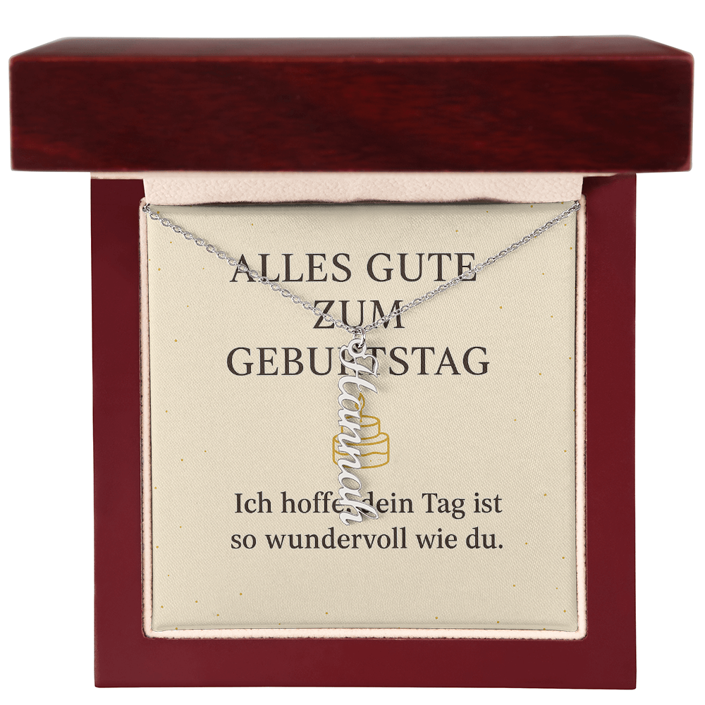 Namenskette vertikal inkl. Karte "Geburtstag" - Variante 2