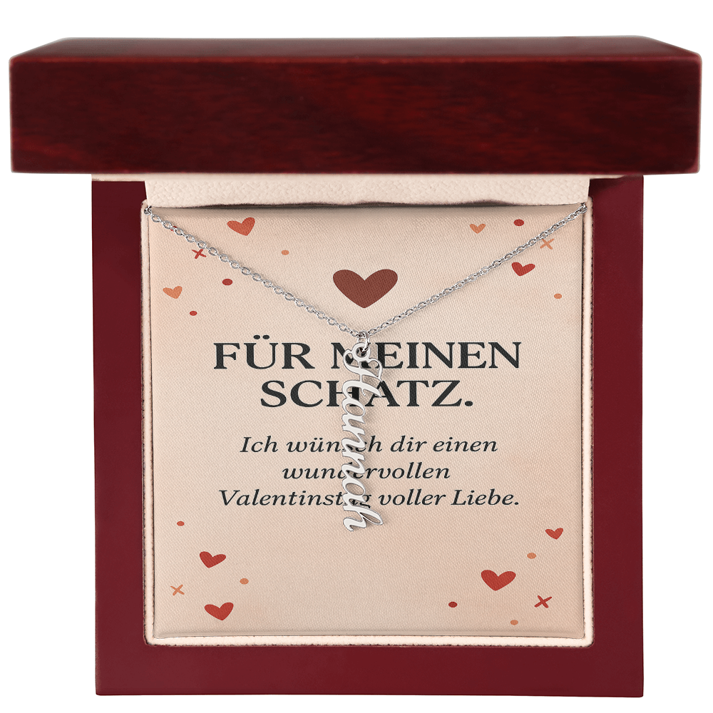 Namenskette vertikal inkl. Karte "Valentinstag" - Variante 2