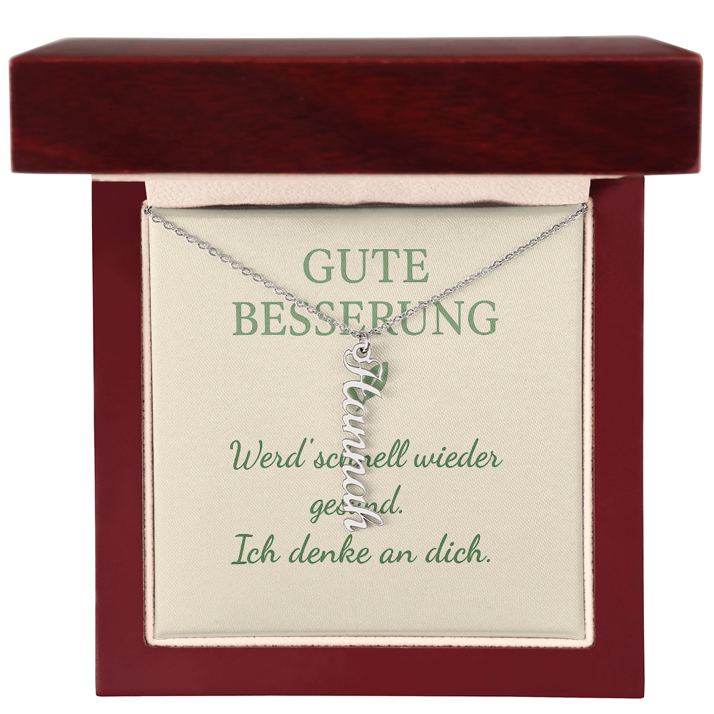 Namenskette vertikal inkl. Karte "Gute Besserung" - Variante 1