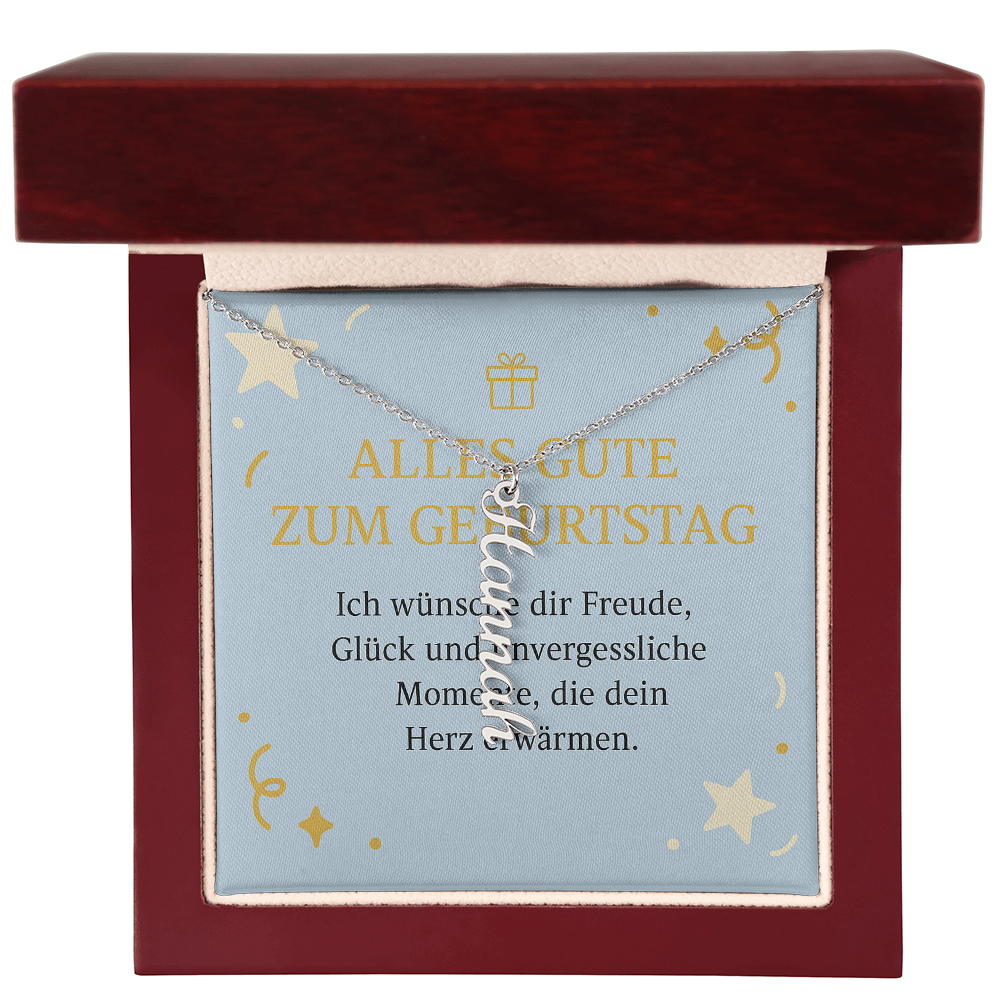 Namenskette vertikal inkl. Karte "Geburtstag" - Variante 3