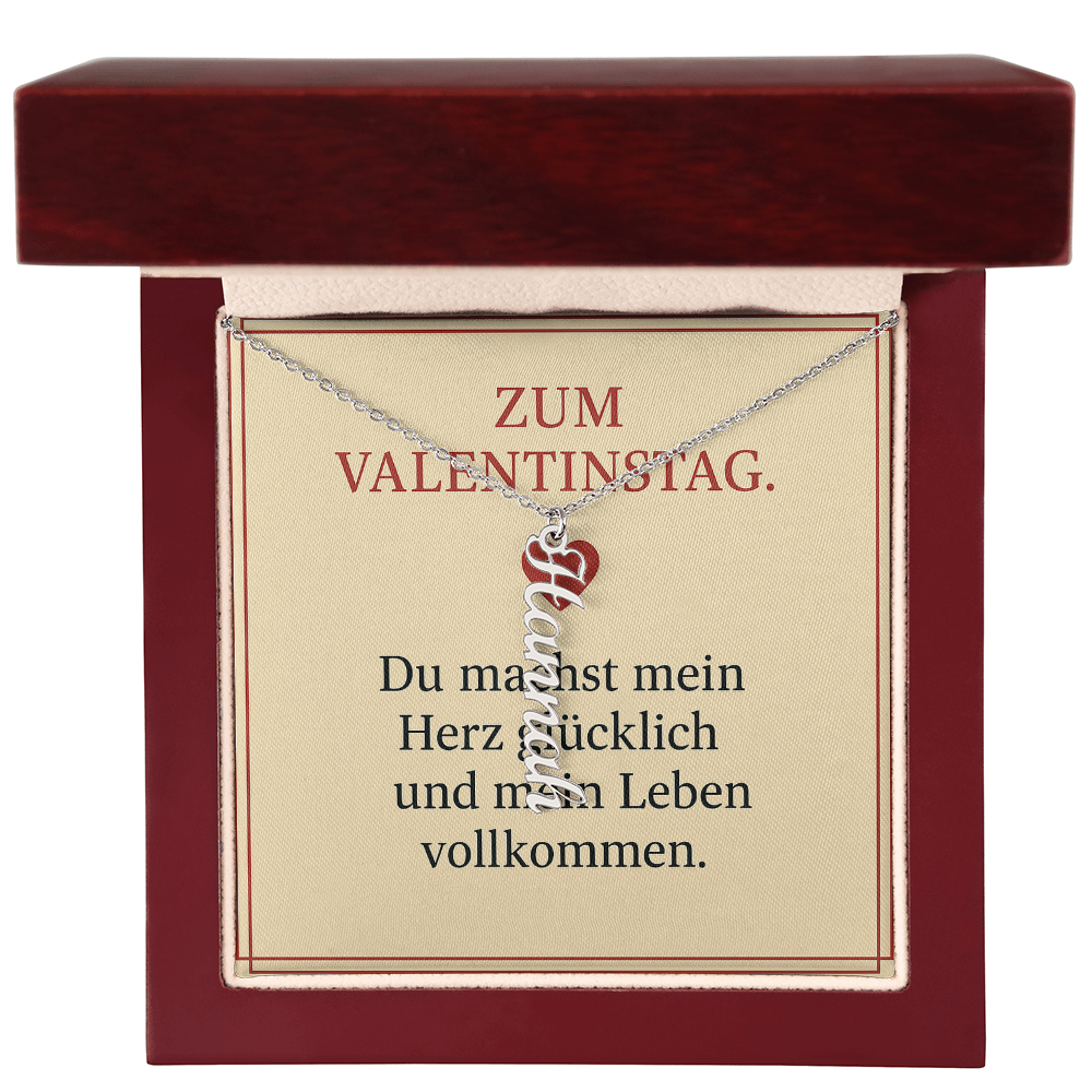 Namenskette vertikal inkl. Karte "Valentinstag" - Variante 1