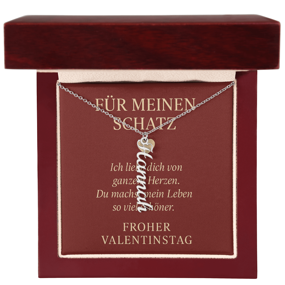 Namenskette vertikal inkl. Karte "Valentinstag" - Variante 3