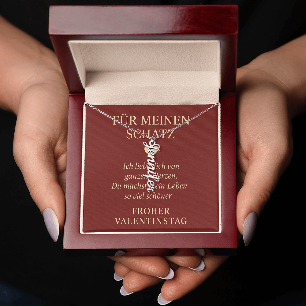Namenskette vertikal inkl. Karte "Valentinstag" - Variante 3