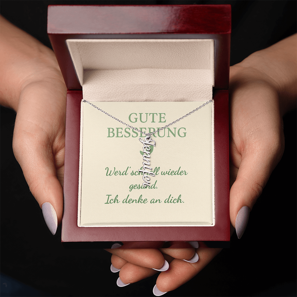 Namenskette vertikal inkl. Karte "Gute Besserung" - Variante 1