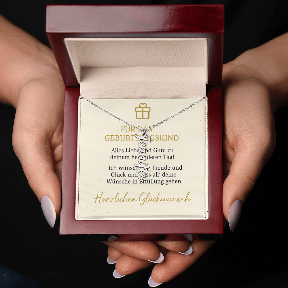 Namenskette vertikal inkl. Karte "Geburtstag" - Variante 1
