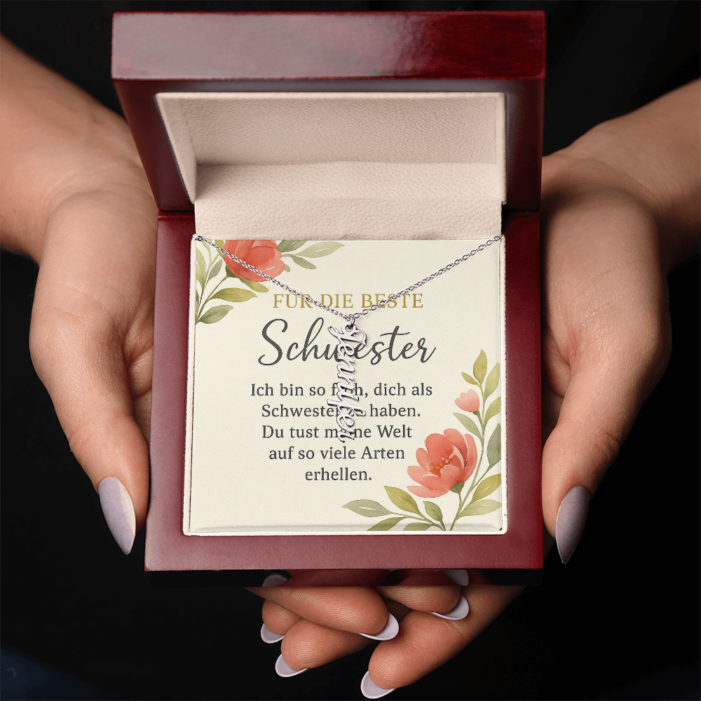 Namenskette vertikal inkl. Karte "Schwester" - Variante 1