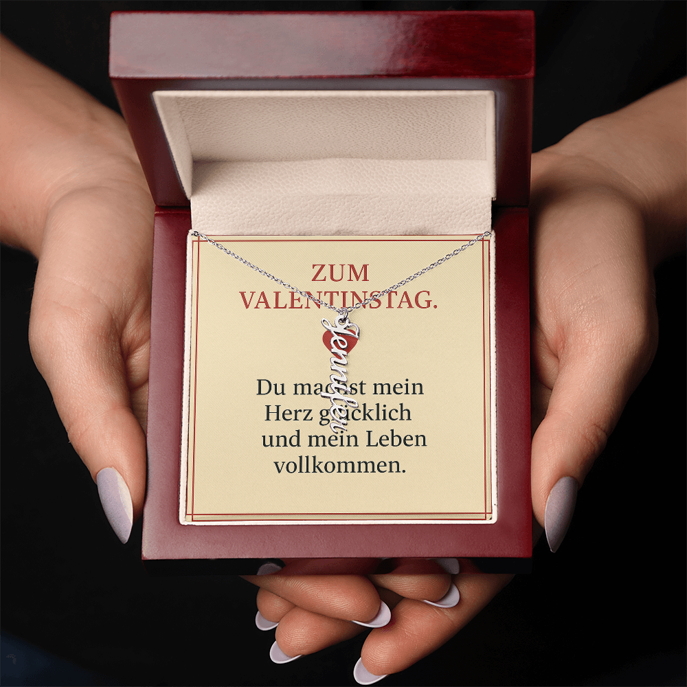 Namenskette vertikal inkl. Karte "Valentinstag" - Variante 1