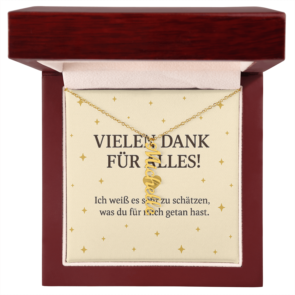 Namenskette vertikal inkl. Karte "Dankeskarte" - Variante 1