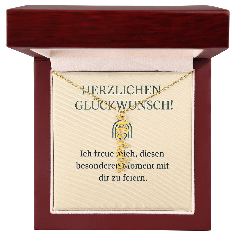 Namenskette vertikal inkl. Karte "Glückwunsche" - Variante 2