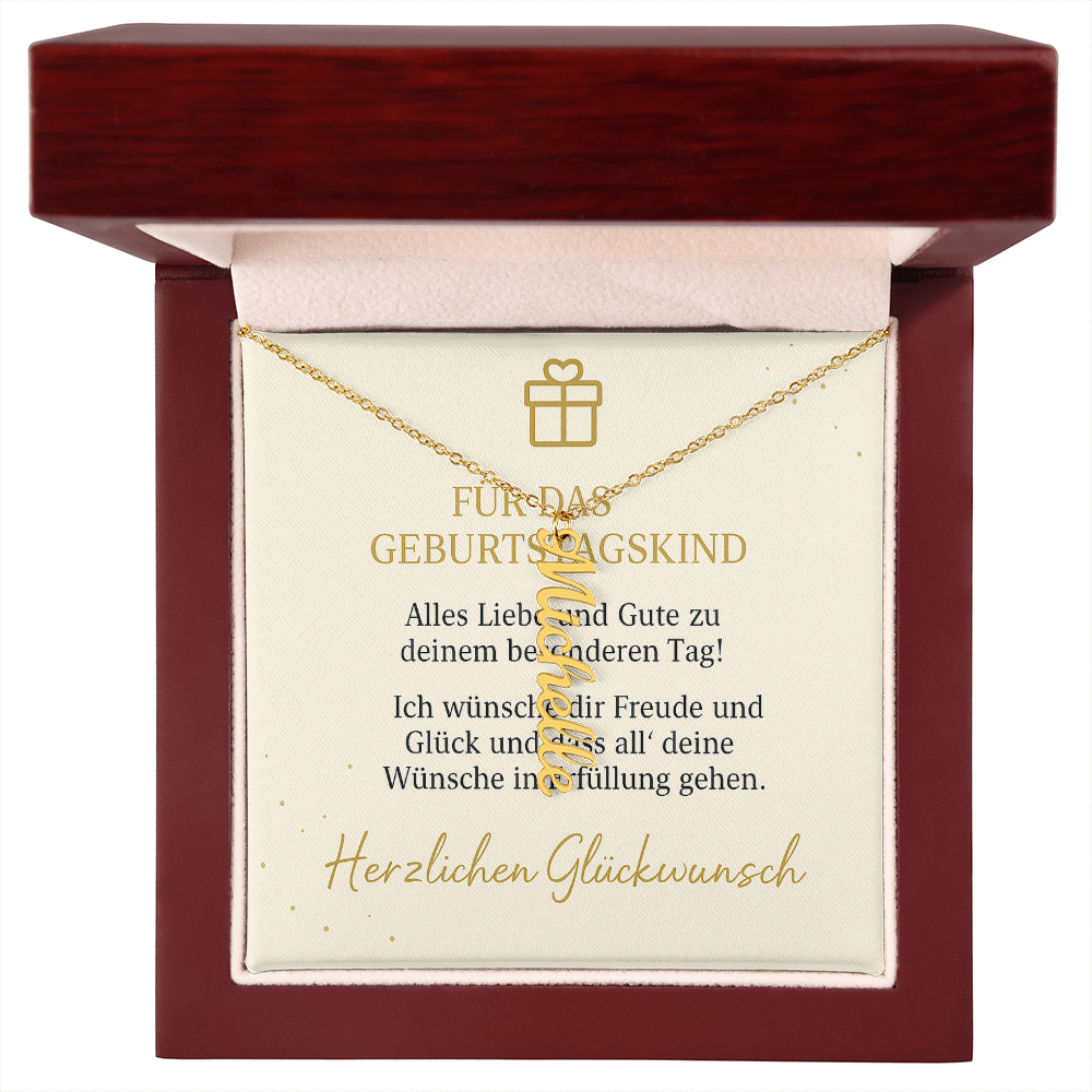 Namenskette vertikal inkl. Karte "Geburtstag" - Variante 1
