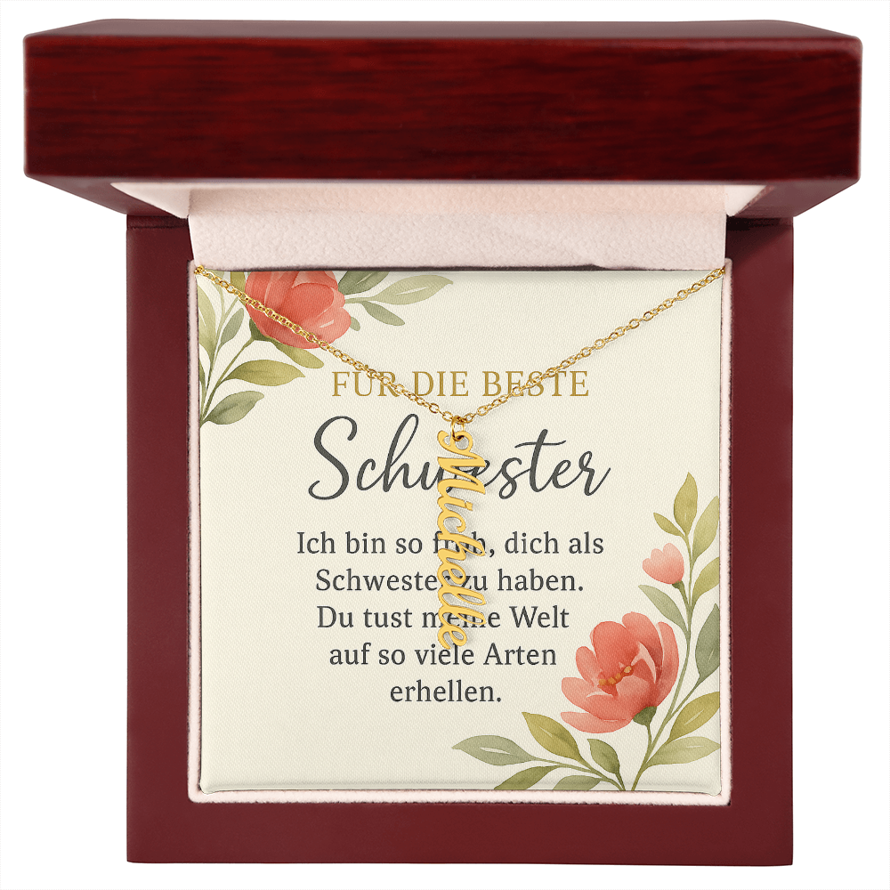 Namenskette vertikal inkl. Karte "Schwester" - Variante 1