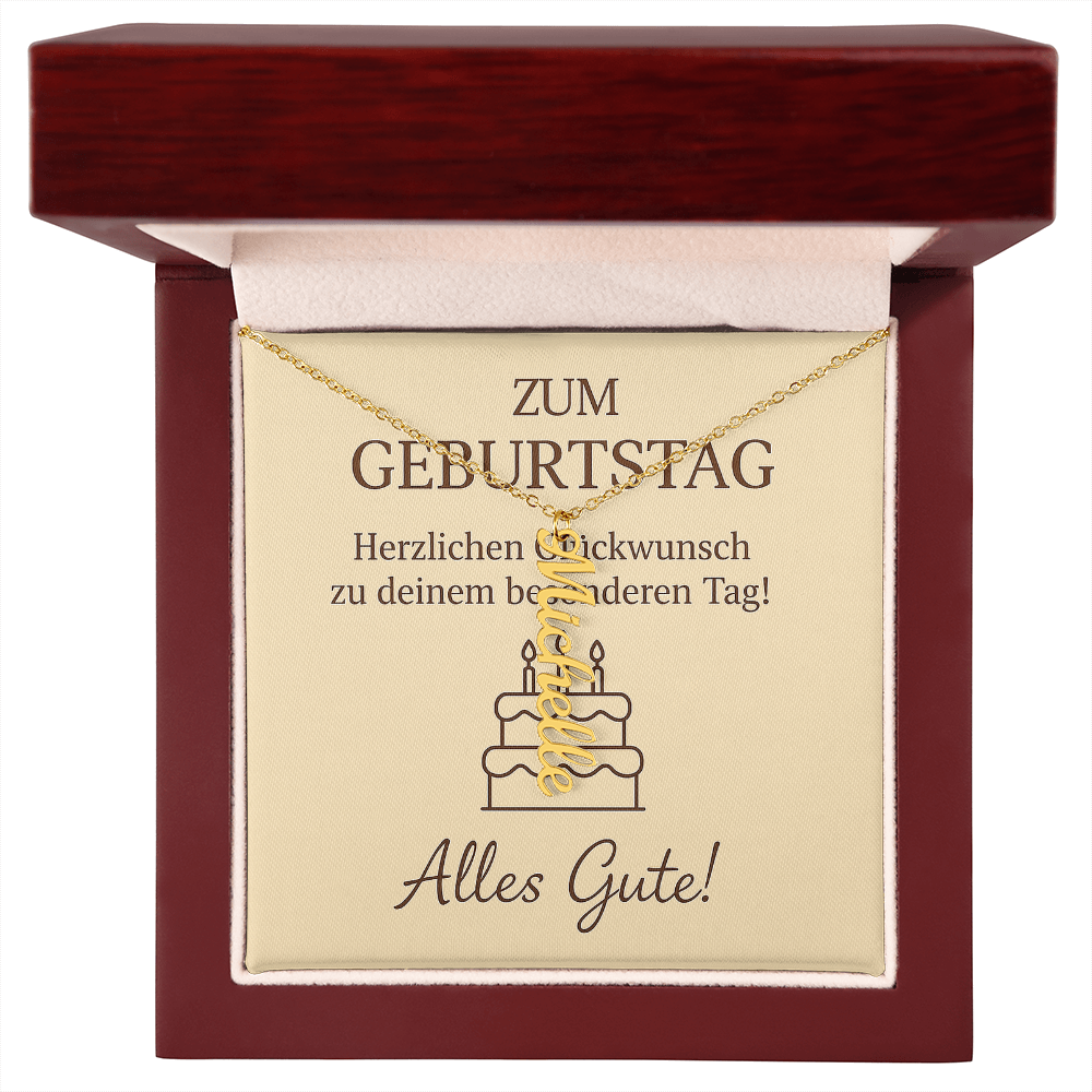 Namenskette vertikal inkl. Karte "Geburtstag" - Variante 4