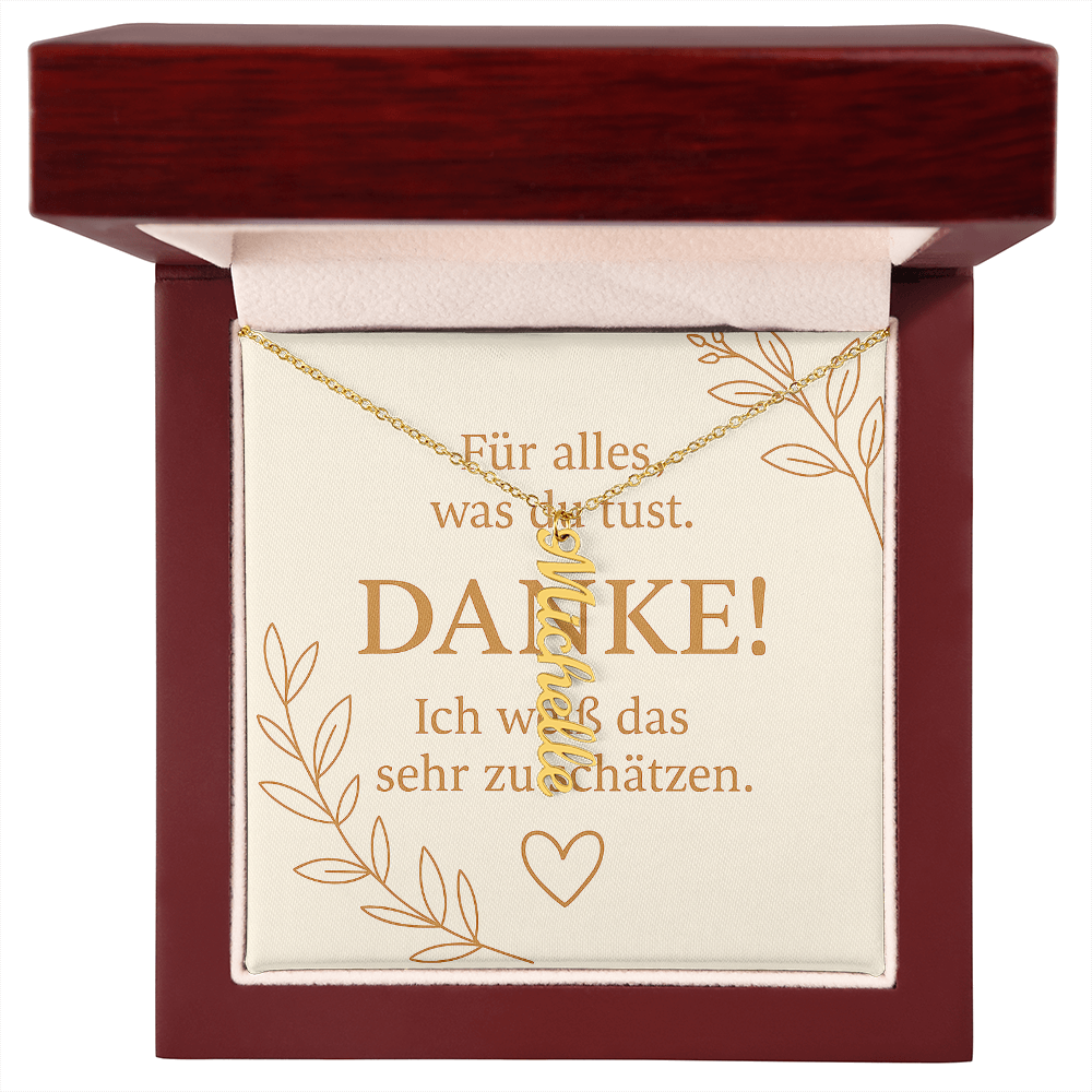 Namenskette vertikal inkl. Karte "Dankeskarte" - Variante 3